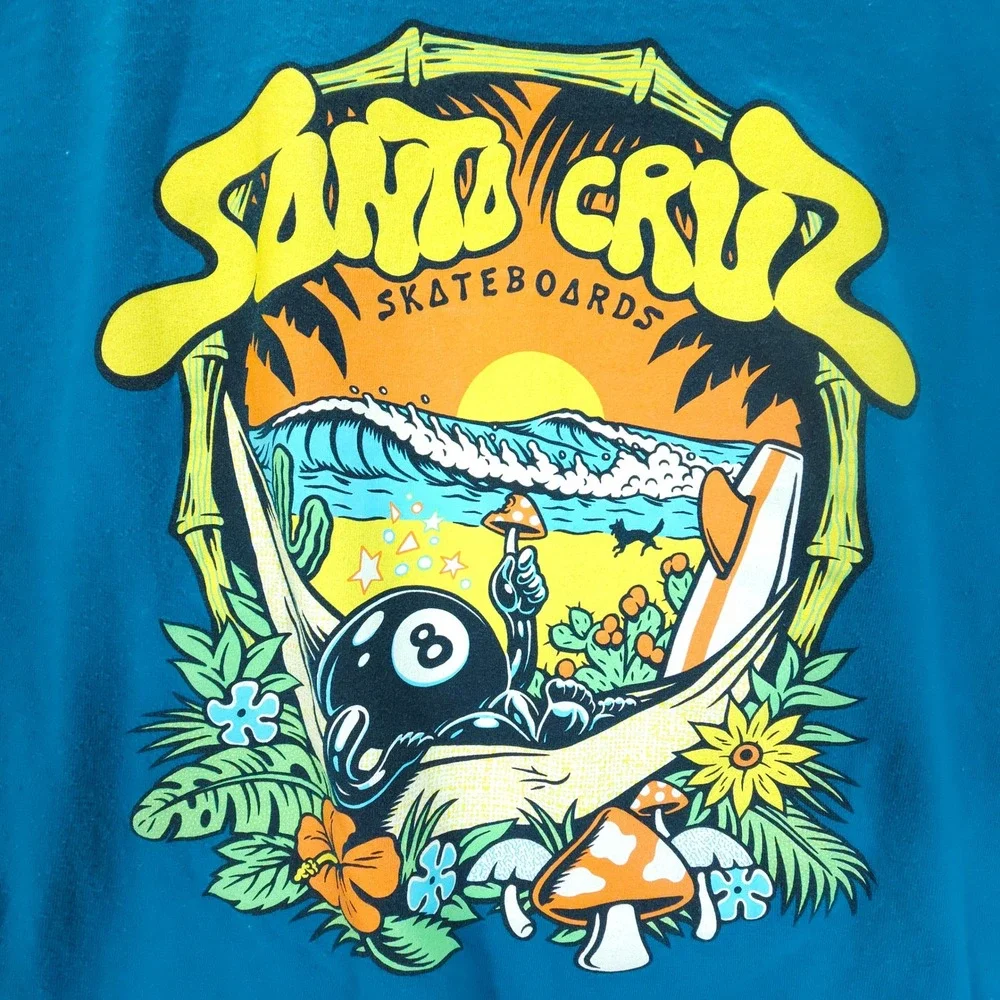 Santa Cruz T Shirt Mens XL Blue Skate Streetwear 8 Ball Surfing Graphic Tee - Picture 4 of 8